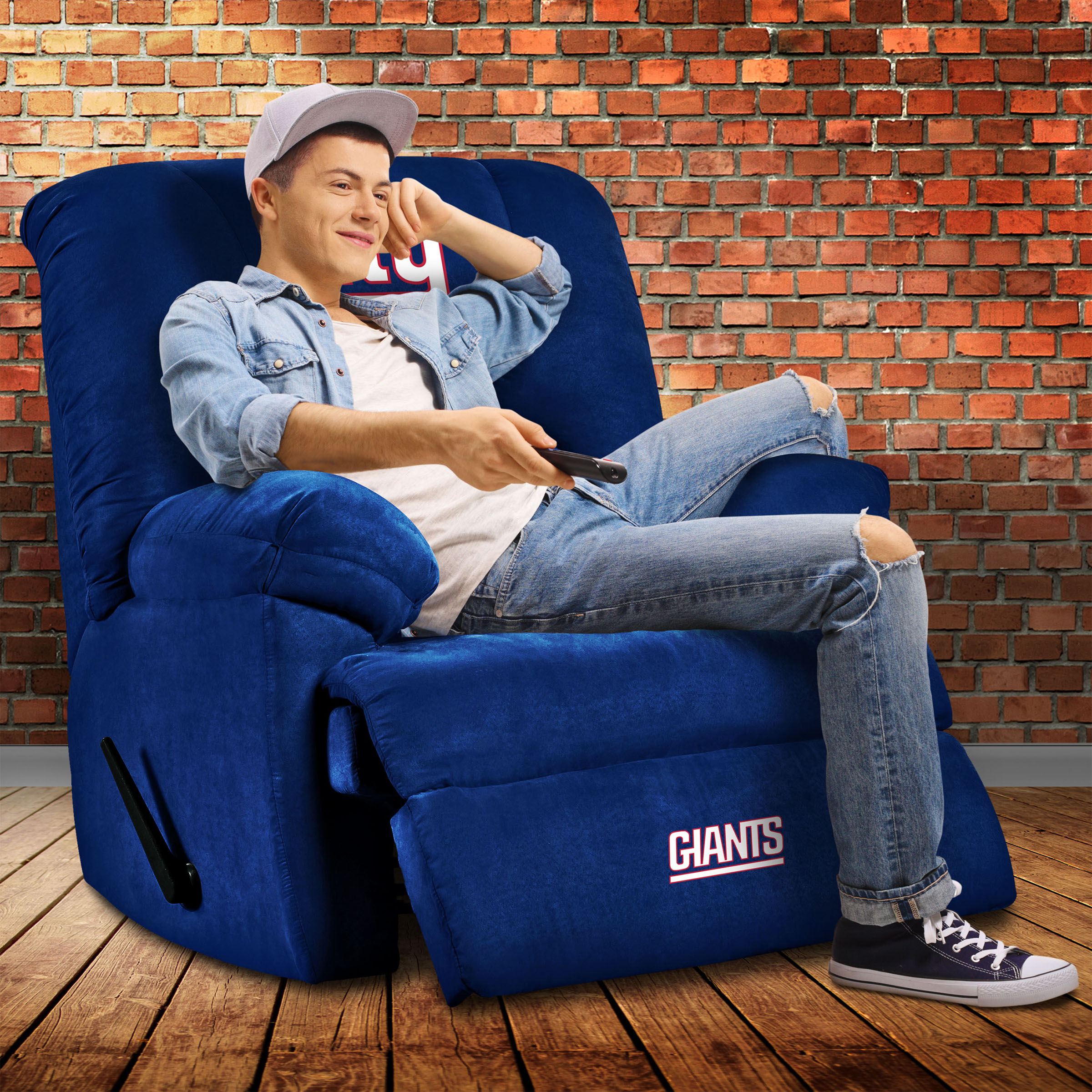 giants embroidered microfiber rocker recliner big game chair