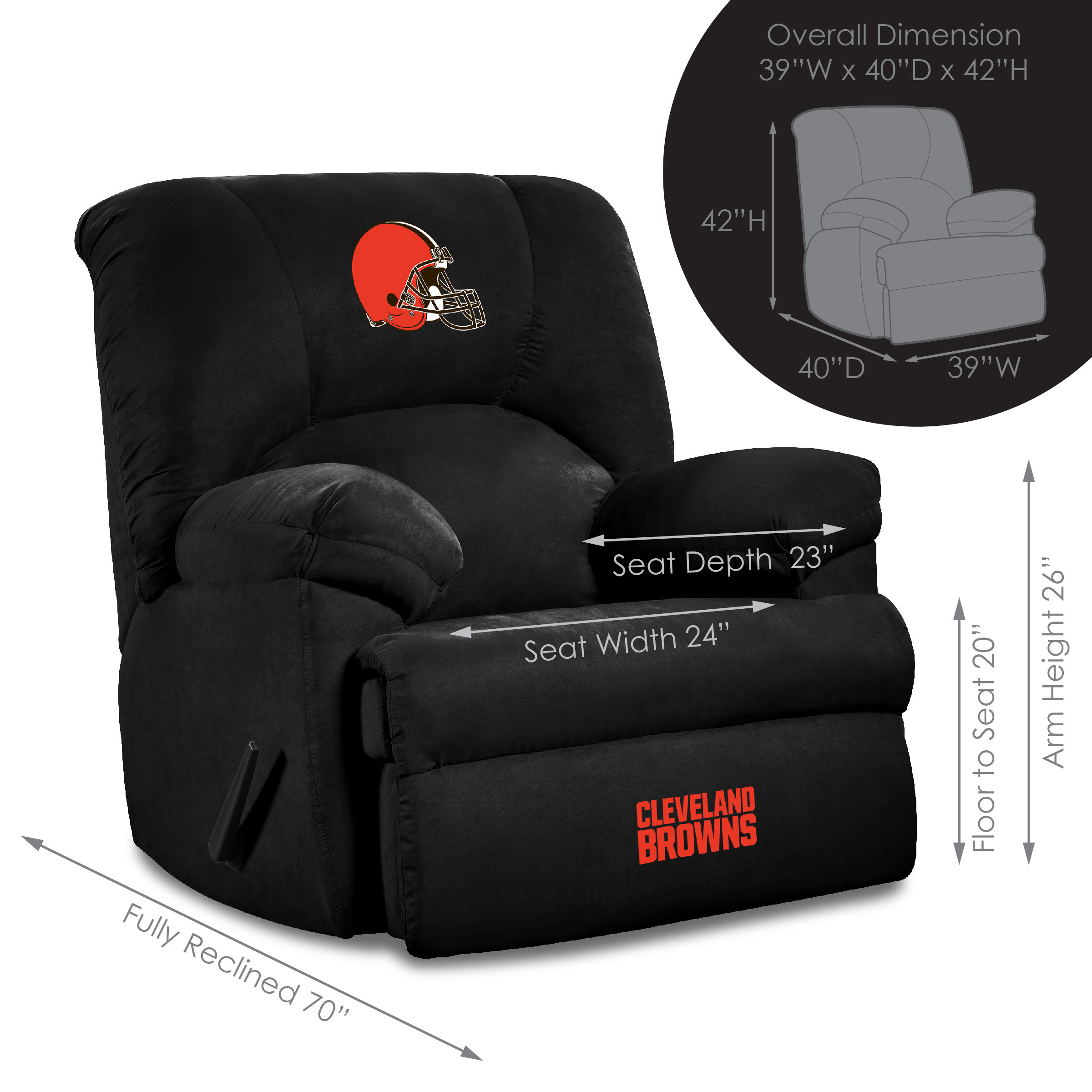 cleveland browns embroidered microfiber rocker recliner