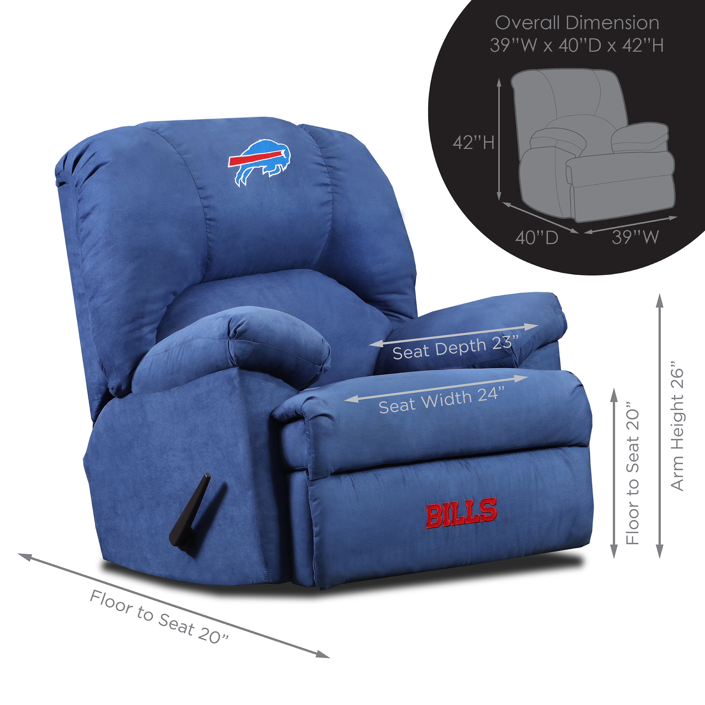 buffalo bills embroidered microfiber gm rocker recliner