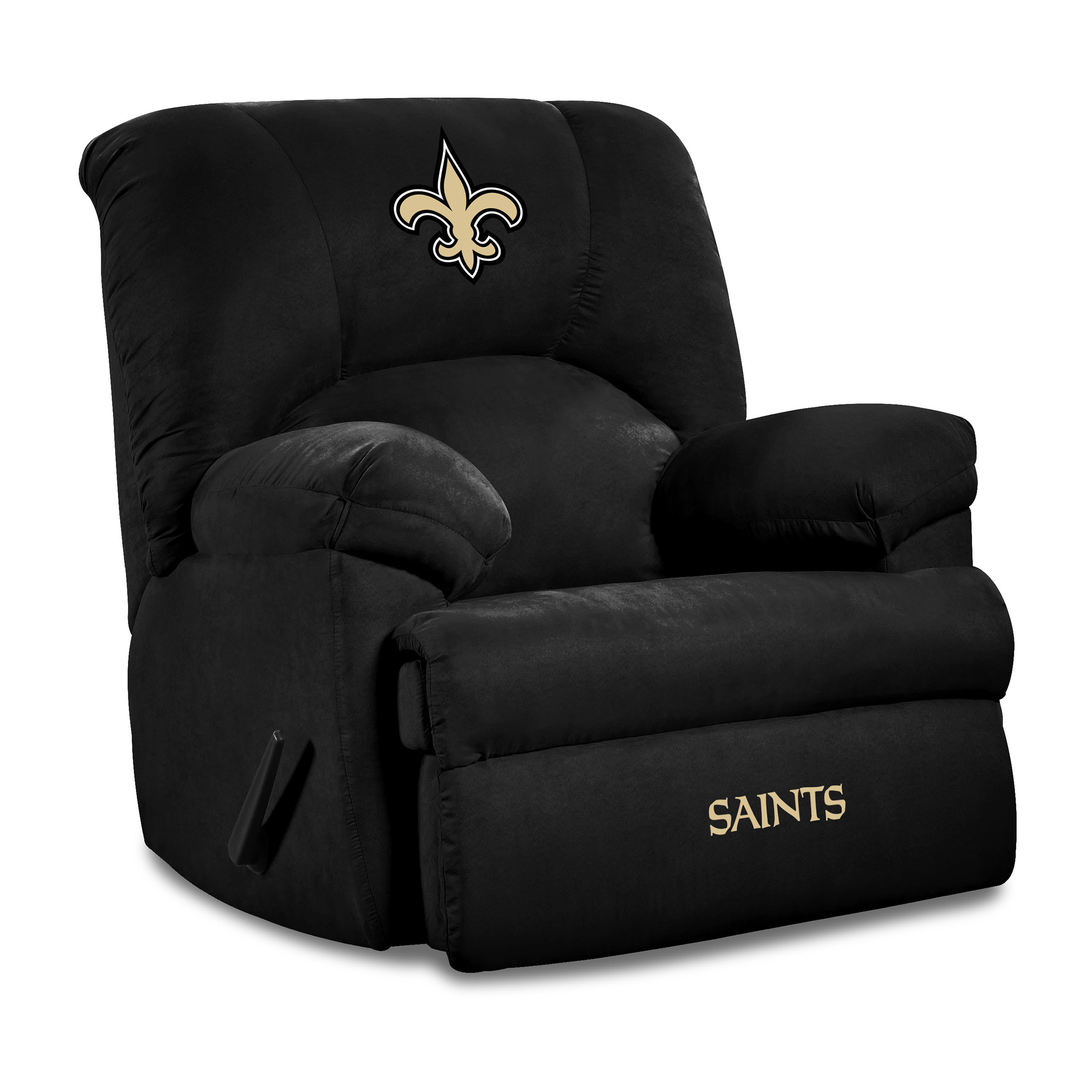 new orleans saints black embroidered microfiber rocker recliner