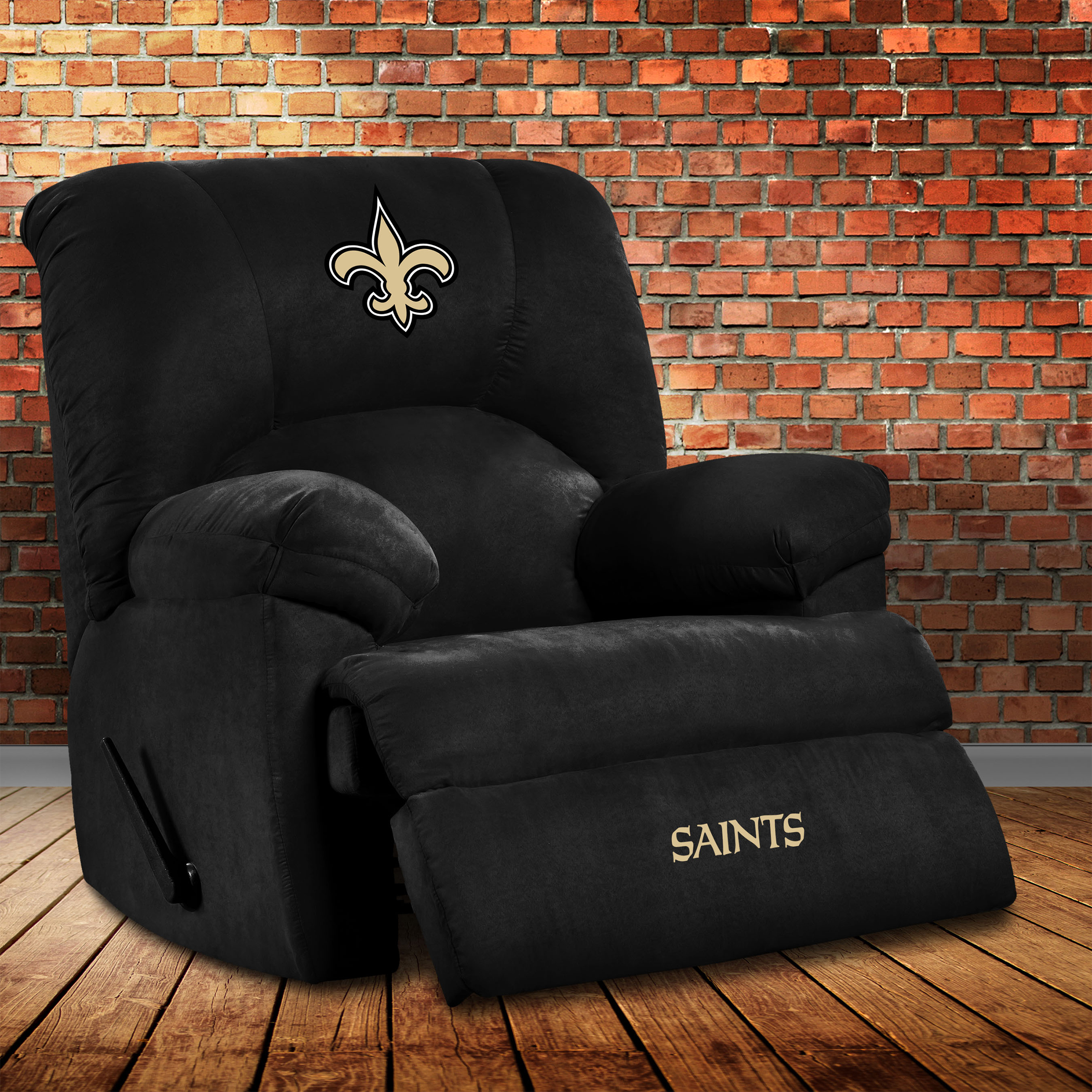 new orleans saints black embroidered microfiber rocker recliner
