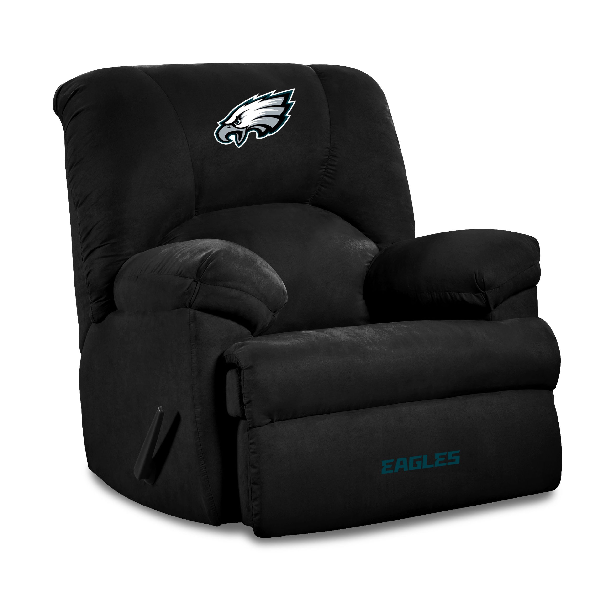 philadelphia eagles embroidered black microfiber rocker recliner made in usa
