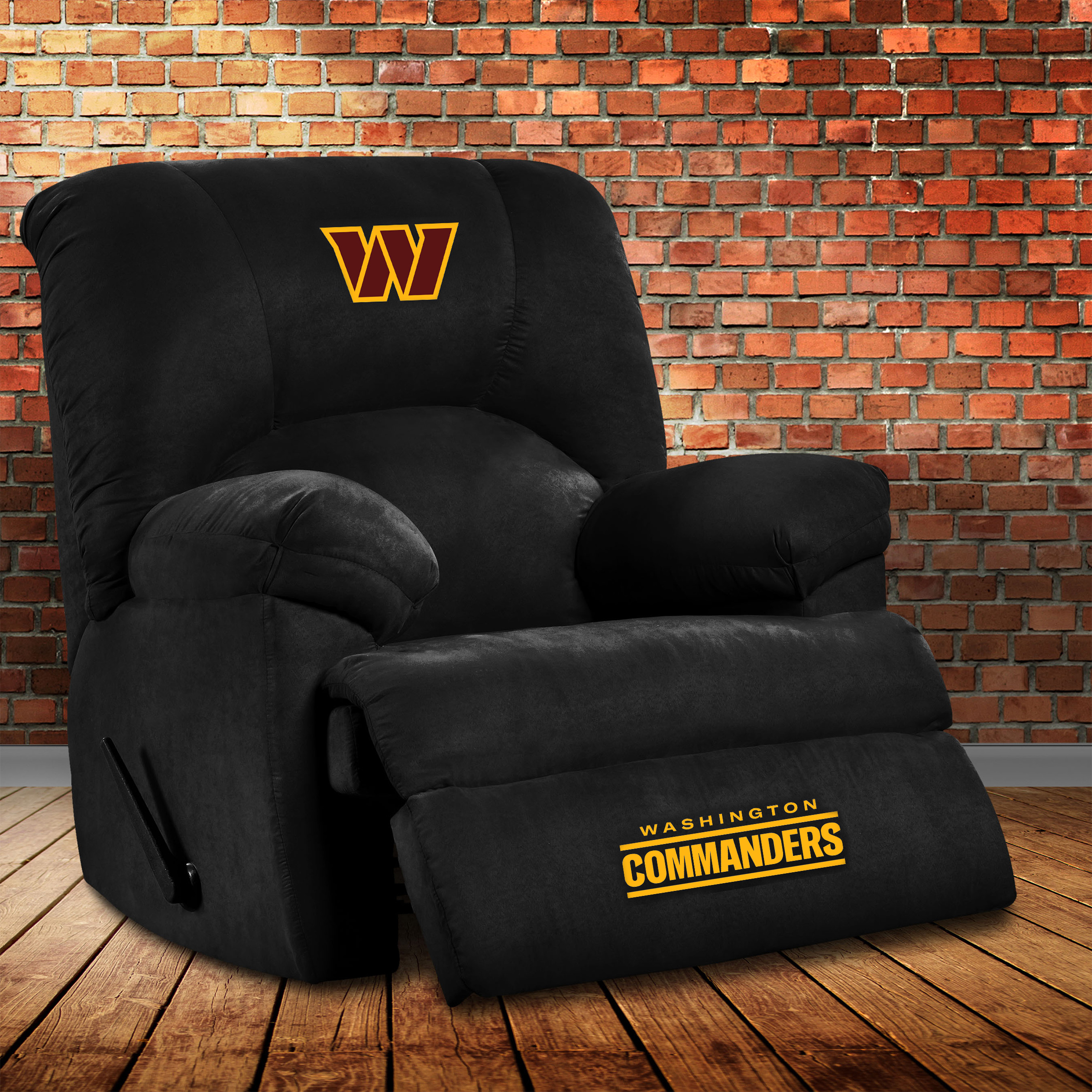washington commanders embroidered microfiber black rocker recliner