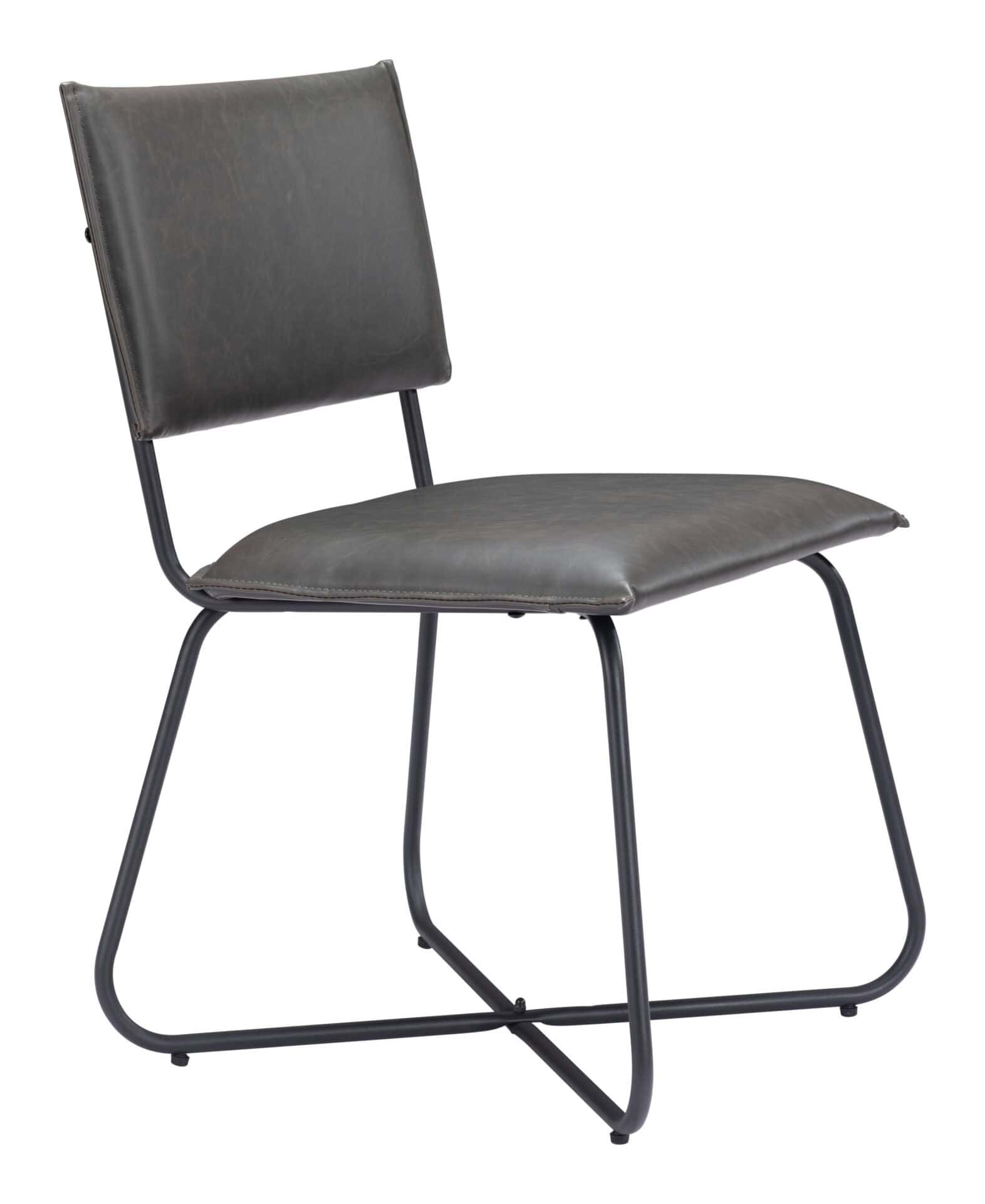 Modern Gray Faux Leather Dining Chairs with Steel Legs (Set of 2) 9 Modern Gray Faux Leather Dining Chairs with Steel Legs (Set of 2) - Image 9