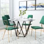 Round Marble-Look Dining Table with Antique Bronze Steel Base 8 Round Marble-Look Dining Table with Antique Bronze Steel Base