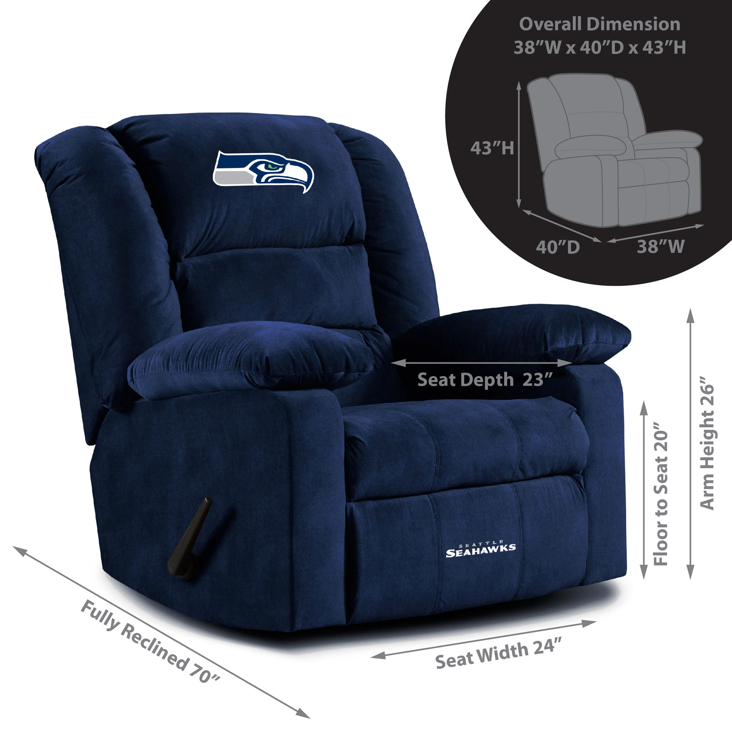 seattle seahawks embroidered microfiber playoff recliner made in usa