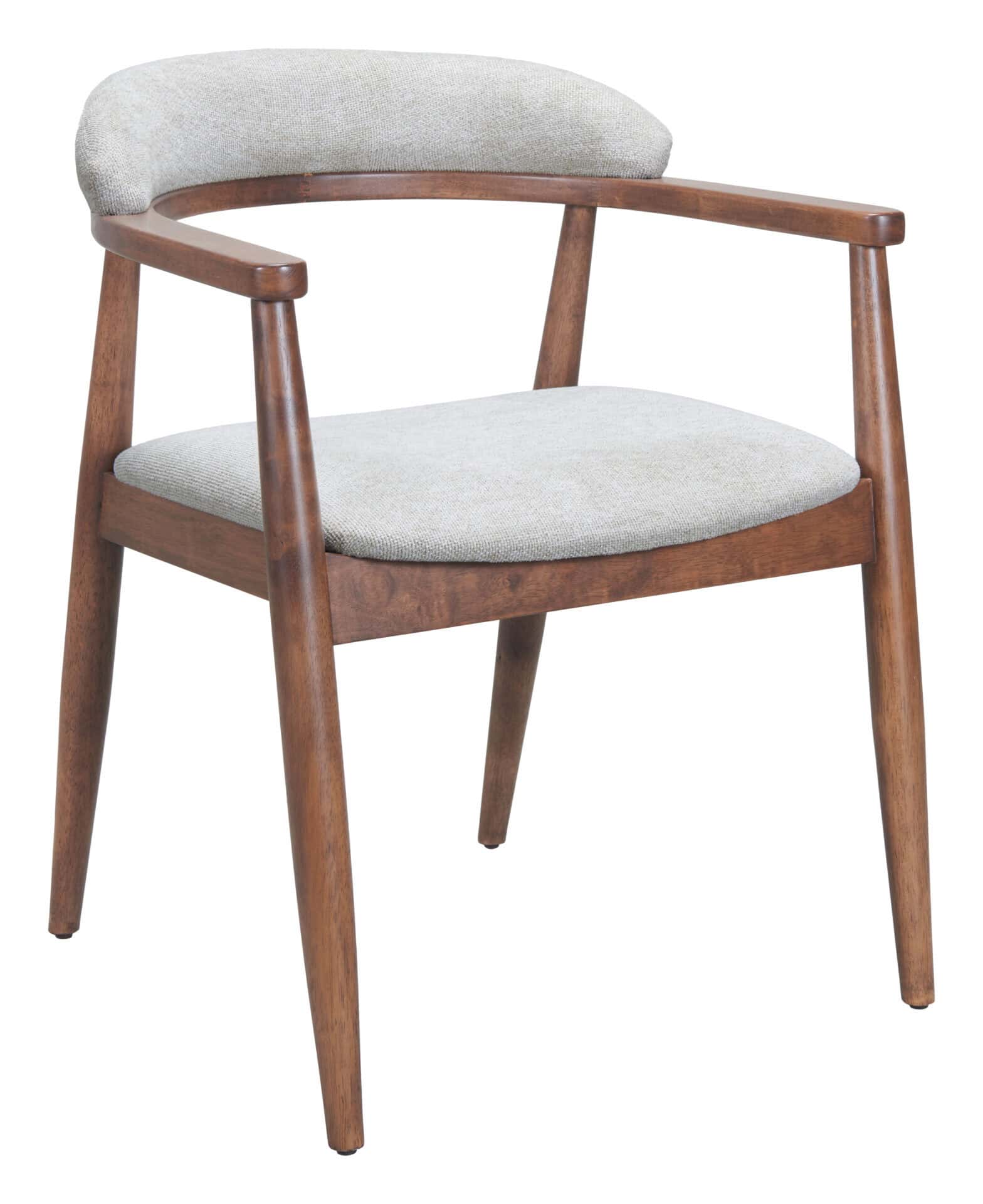 Modern Beige & Walnut Dining Chair with Armrest Support 1 Modern Beige & Walnut Dining Chair with Armrest Support