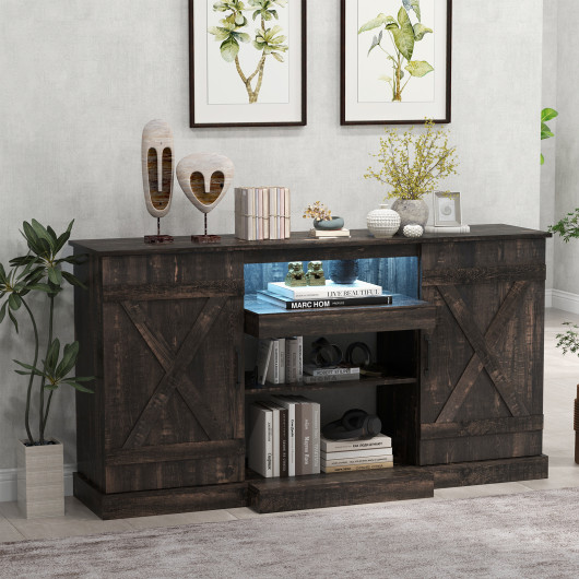 Rustic TV Stand with LED Lights for TVs Up to 65 Inches 5 Rustic TV Stand with LED Lights for TVs Up to 65 Inches - Image 5