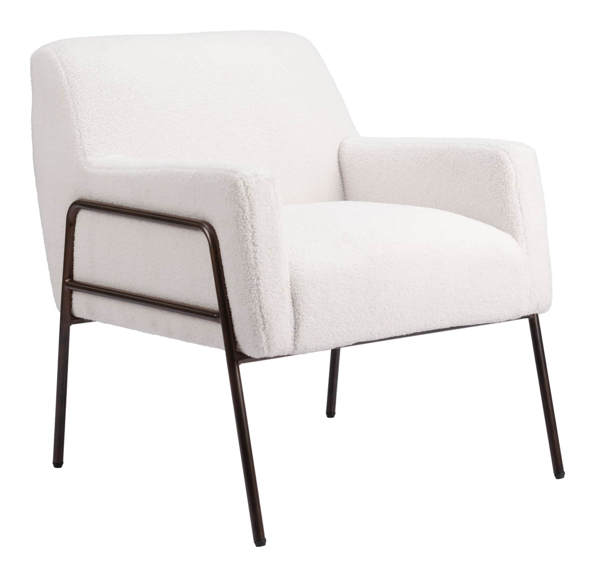 Modern Shearling Style Accent Chair with Steel Frame 3 Modern Shearling Style Accent Chair with Steel Frame - Image 3
