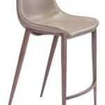 Brown Faux Leather Counter Stool with Walnut Legs (Set of 2)