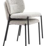 Gray Shearling Seat Dining Chair with Steel Legs (Set of 2)