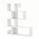 Modern S Shaped Geometric Bookshelf with 5 Open Tiers