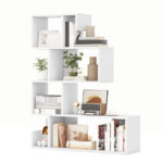 Modern S Shaped Geometric Bookshelf with 5 Open Tiers