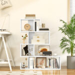 Modern S Shaped Geometric Bookshelf with 5 Open Tiers