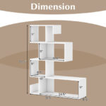 Modern S Shaped Geometric Bookshelf with 5 Open Tiers