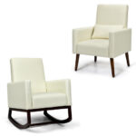 Dual-Use Upholstered Rocking Chair with Pillow and Sturdy Frame