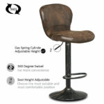 Adjustable Swivel Bar Stools with PU Leather and Footrest (Set of 2)