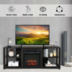 Modern TV Console with Adjustable Shelves and Fireplace Space 9 Modern TV Console with Adjustable Shelves and Fireplace Space