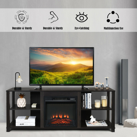 Modern TV Console with Adjustable Shelves and Fireplace Space 2 Modern TV Console with Adjustable Shelves and Fireplace Space - Image 2