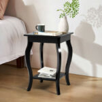 Curved Leg MDF Side Table with Display Shelf Black