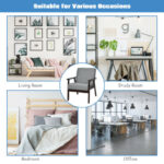 Rubber Wood Accent Chair with Linen Upholstery and Armrests 14 Rubber Wood Accent Chair with Linen Upholstery and Armrests