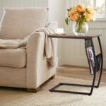 Rustic C Shaped End Table with Pocket and Metal Frame 14 Rustic C Shaped End Table with Pocket and Metal Frame