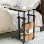 Adjustable C Shape Rolling End Table with Storage Shelves 13 Adjustable C Shape Rolling End Table with Storage Shelves