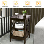3 Tier End Table with X Design Storage Shelves (1 Piece)