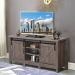 Sliding Barn Door TV Stand with Adjustable Shelves for 55 Inch TVs