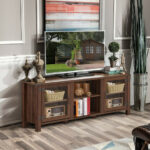 Walnut TV Stand for TVs up to 65 Inches with Storage
