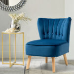 Velvet Armless Accent Chair with Tufted Cushion and Wood Legs 11 Velvet Armless Accent Chair with Tufted Cushion and Wood Legs