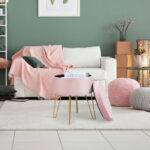 Velvet Storage Ottoman Stool with Gold Metal Legs and Storage 27 Velvet Storage Ottoman Stool with Gold Metal Legs and Storage