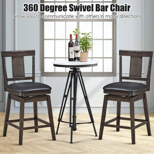 Swivel Counter Height Bar Stool with Upholstered Seat and Backrest 2 Swivel Counter Height Bar Stool with Upholstered Seat and Backrest - Image 2
