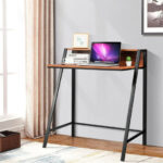 Compact 2 Tier Computer Desk with Ergonomic Monitor Stand