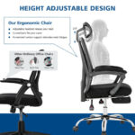 Ergonomic Recliner Mesh Office Chair with Adjustable Footrest Black
