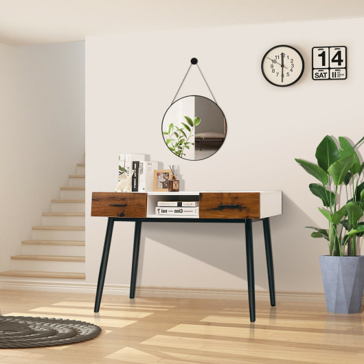 42 Inch Industrial Console Table with Drawers and Open Shelf 2 42 Inch Industrial Console Table with Drawers and Open Shelf - Image 2