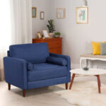 Oversized Linen Accent Chair with Pillows and Rubber Wood Legs 8 Oversized Linen Accent Chair with Pillows and Rubber Wood Legs