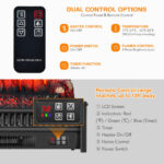 Electric Fireplace Log Heater with Adjustable Flame Brightness Black