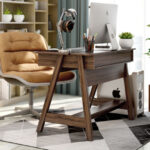 Vintage Writing Desk with Hidden Storage and Open Shelves 8 Vintage Writing Desk with Hidden Storage and Open Shelves
