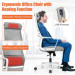 Heated Adjustable Mesh Office Chair with Lumbar and Headrest Support