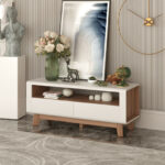 Media Console with Storage Drawers and Shelf for TVs up to 50 Inch