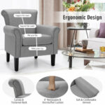 Light Gray Upholstered Accent Chair with Adjustable Foot Pads 14 Light Gray Upholstered Accent Chair with Adjustable Foot Pads