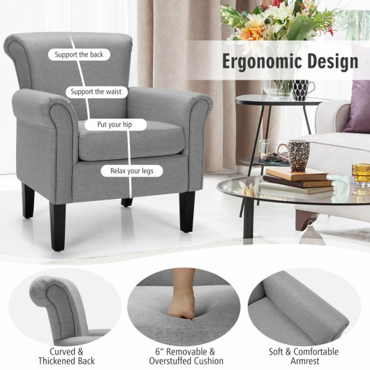 Light Gray Upholstered Accent Chair with Adjustable Foot Pads 7 Light Gray Upholstered Accent Chair with Adjustable Foot Pads - Image 7