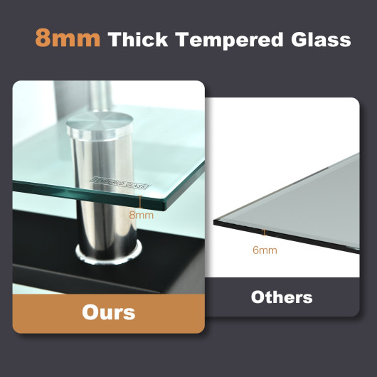 Modern Glass Coffee Table with Stainless Steel Legs and Storage Shelves 7 Modern Glass Coffee Table with Stainless Steel Legs and Storage Shelves - Image 7
