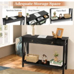Sleek Console Table with Drawer and Shelf for Entryway