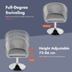 Adjustable Velvet Swivel Accent Chair with Round Back and Metal Base