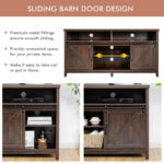 Farmhouse Sliding Barn Door TV Stand with Adjustable Shelves