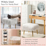 Faux Fur Vanity Stool with Golden Metal Legs for Living Room 17 Faux Fur Vanity Stool with Golden Metal Legs for Living Room