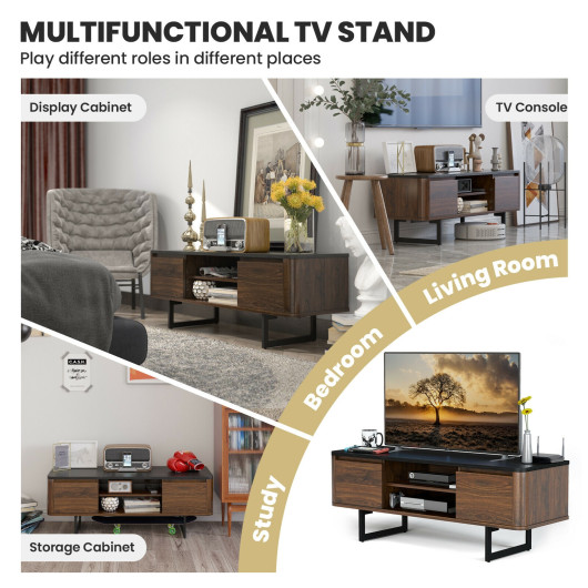 Vintage Walnut TV Stand with Storage for TVs up to 55 Inch 2 Vintage Walnut TV Stand with Storage for TVs up to 55 Inch - Image 2