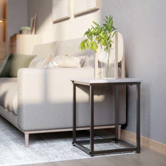 Modern Faux Marble Coffee Table and Side Tables with Steel Base (Set of 3) 7 Modern Faux Marble Coffee Table and Side Tables with Steel Base (Set of 3) - Image 7